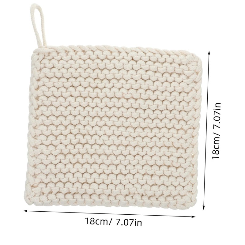 Ipetboom Square Woven Cotton Pot Mat Thick Heat-Resistant Trivet for