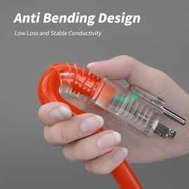 PlugSaf 1 FT 2 Pack 12/3 Gauge Outdoor Extension Cord with Multiple Outlets Light Indicator, Weatherproof 3 Outlet Heavy Duty Extension Cord Waterproof Orange, 15A 1875W 12AWG SJTW, ETL Listed