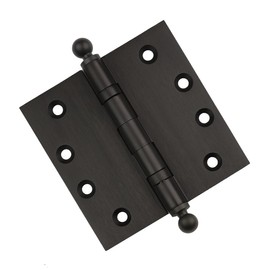 Solid Brass Architectural Door Hinges – 2 Vintage Decorative Cap Mortise Hinges, Ball Bearings, and Stainless Steel Hinge Pin – Home Decor by Embassy, 4 x 4 in., Oil-Rubbed Bronze