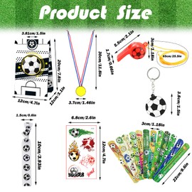 PQKL-party Football Party Bags, Football Party Bags for Boys, 96 Pieces Football Party Bags, Children's Birthday Party Bags, Football Tattoo, Whistle, Medals