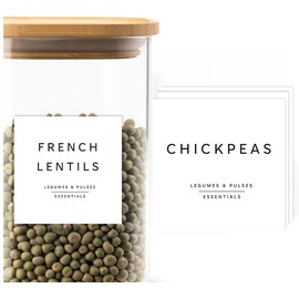 Livabl 420 UK Designed Pantry Labels for Jars - Stylish Minimalist Food Labels Stickers for Jars | Kitchen Organisation - Durable Design for Long-Lasting Use | Includes Tea Coffee Sugar Labels (White)