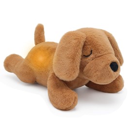 IUTOYYE Dog Breathing Stuffed Animal Anxiety Relief, Musical Dog Plush with Realistic Breathing Rhythmic Music and Lights Anxiety Animal Stuffe