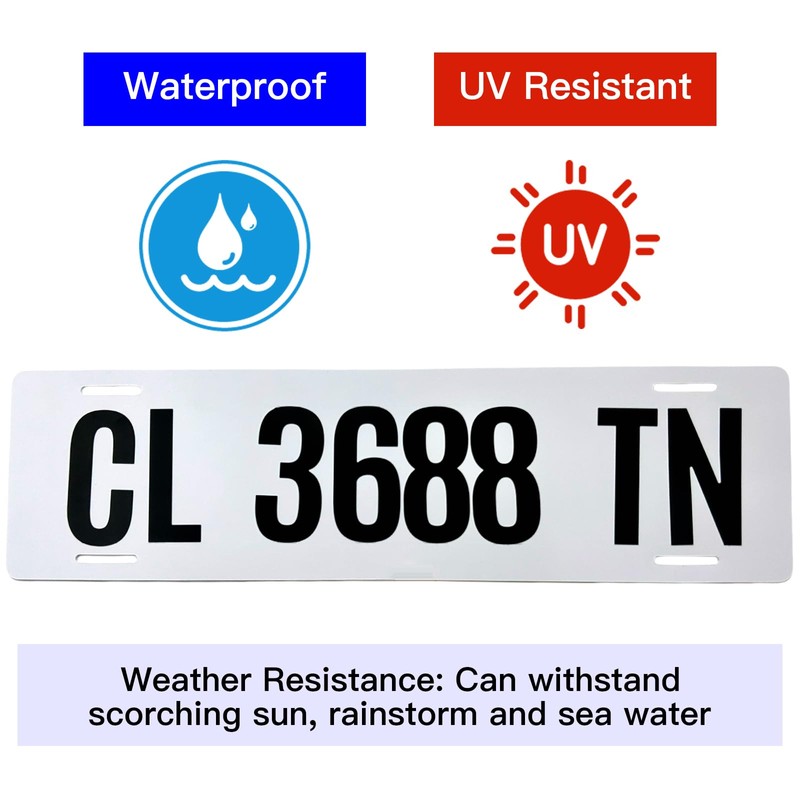Movbudy 2 Pack Boat Registration Number Plate, Registration Sticker Plate