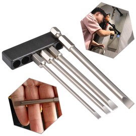 HOHXEN 4 Stück 100mm Schlitz Schraubendreher Bit Set Magnetische Flachkopf Bits S2 Legierter Stahl 1/4 Zoll Sechskant Schaft Schraubendreher Bit Set - Dia 3mm 4mm 5mm 6mm