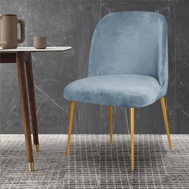 VIENLOVE 2 Pack Velvet Dining Room Chair Slipcovers Washable Removable Stretch Short Back Armless Curved Chair Protector for Home Decor Living Room