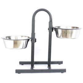 Iconic Pet 8-Cup Adjustable Stainless Steel U-Design Pet Double Diner, 64-Ounce