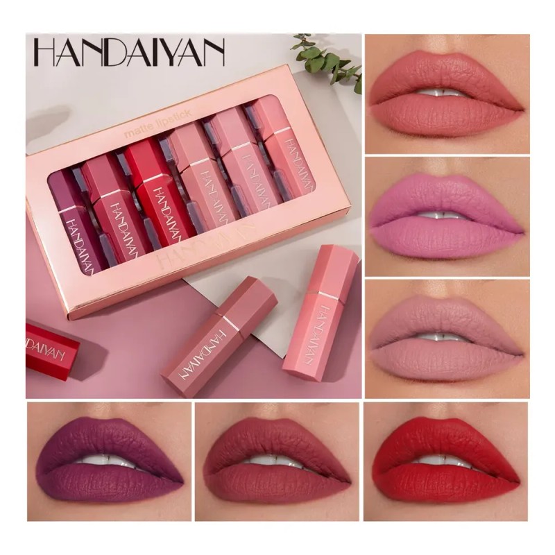 Matte Hexagonal Conjunto De Lápiz Labial Impermeable A