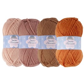JubileeYarn Snow Blossom Yarn - DK Weight Wool - Shades of Neutral Tones - 4 Skeins