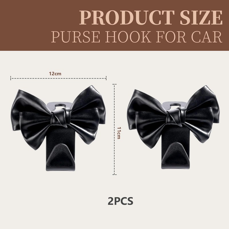 TELAIN 2-Pack boot organiser, Car Hook cute Bow Headrest Hanger
