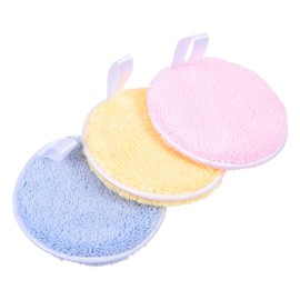 FRCOLOR 3Pcs Rounded Makeup Face Pads Soft Washable Cosmetic for Easy Cleansing and Application Lightweight and Compact for Daily Use and Gifting Yellow