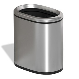 YOJIA 2.4 Gallon/9L Stainless Steel Sliver Trash Can, Narrow,Open Top Bathroom Waste Basket,Light Luxury,Elegant Garbage Can,for Bedroom,Office, Kitchen,Toilet,Home (Sliver)