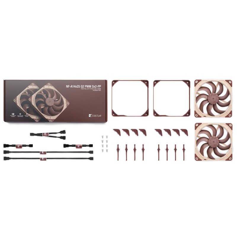 Noctua NF-A14x25 G2 PWM Sx2-PP, Dual Fan Set for Push-Pull