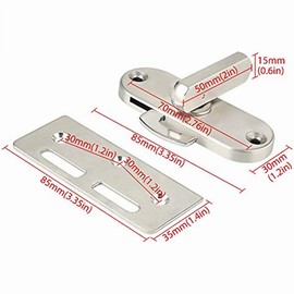 MINMHDONGX - (1pc) 90 Degree Stainless Steel Sliding Door Lock/Suitable for Various Surface Mounted Doors etc (Silver)