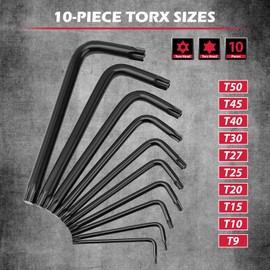 41-Piece Hex Key Allen Wrench Set, L Shape Hex and Torx Key Wrenches with Torque Handle | SAE(0.028"-3/8") | Metric(0.7mm-10mm) | Torx(T9-T50) in 3-Layer Storage Case, Heat Treated Cr-V Steel
