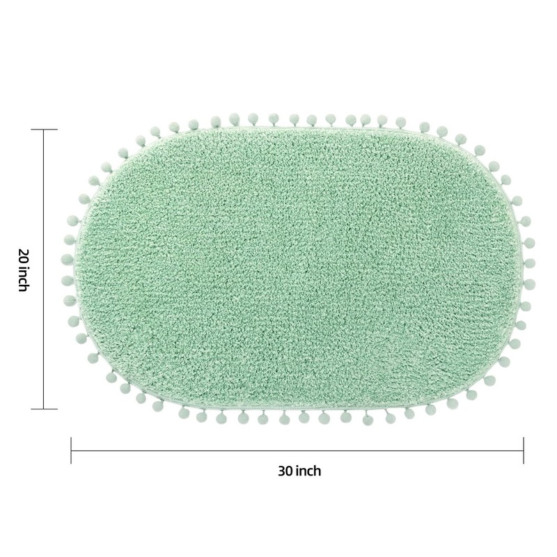 YIRDDEO Sage Green Pom Bath Rug for Bathroom Non Slip,