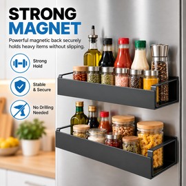 2-Piece Magnetic Storage Shelf for Kitchen Organization – Space-Saving ABS Rack for Refrigerator or Washing Machine