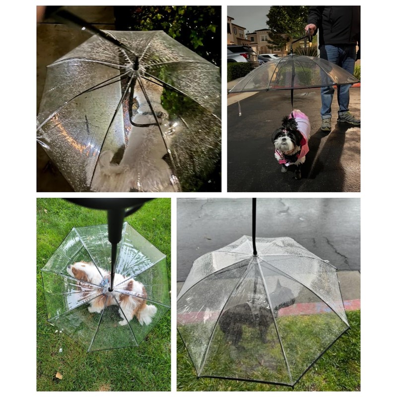 ENJOYING Dog Umbrella Small Breed, Clear Pet Umbrella Leash for