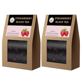 HANFANGLING Strawberry Black Tea, Pack of 2, Natural Loose Tea, Promotes Metabolism, Nourishes the Skin, Fruity Strawberry Note Combined with Aromatic Black Tea