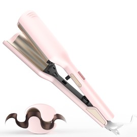 Waver Hair Tool,Mini Waver Curling Iron，Curling Iron Hair Crimper Waver，Ionic Deep Waver Curling Wand with Ceramic 2 Barrel for Women，Double Voltage, Easy to Use, Pink, 1.25 Inch. (Pink)