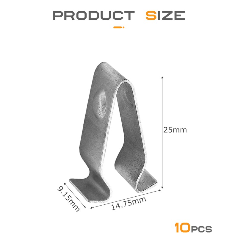 Flaconi Pack of 10 car clips, car interior clips, metal,