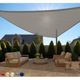 GORILLA GRIP Heavy Duty Sun Shade, UV Protection Fade Tear and Rust Resistant Triangle Sunshade Canopy, Curved Edges Blocks Sunlight, Breathable Sail, Outdoor Patio, Lawn Garden, 16x16x16, Graphite