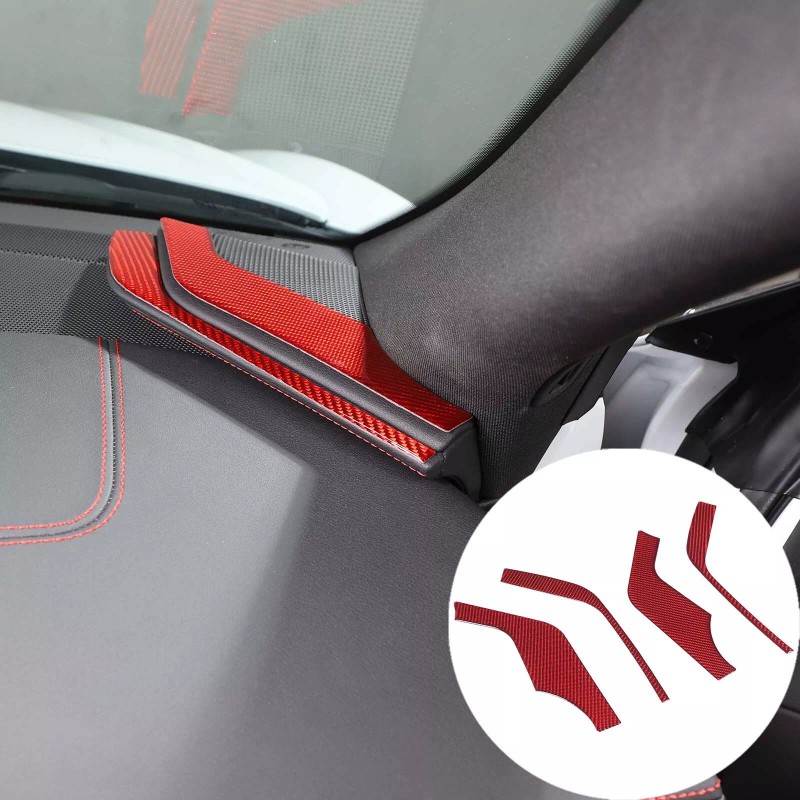 autopart2021 Red Carbon Fiber Instrument Dashboard Side Panel Trim For