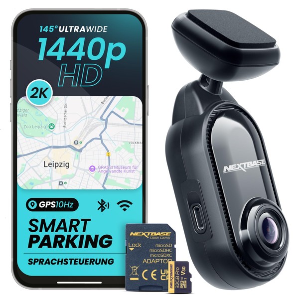 Nextbase Piqo 2K Dashcam Car + 32GB SD Card Compact