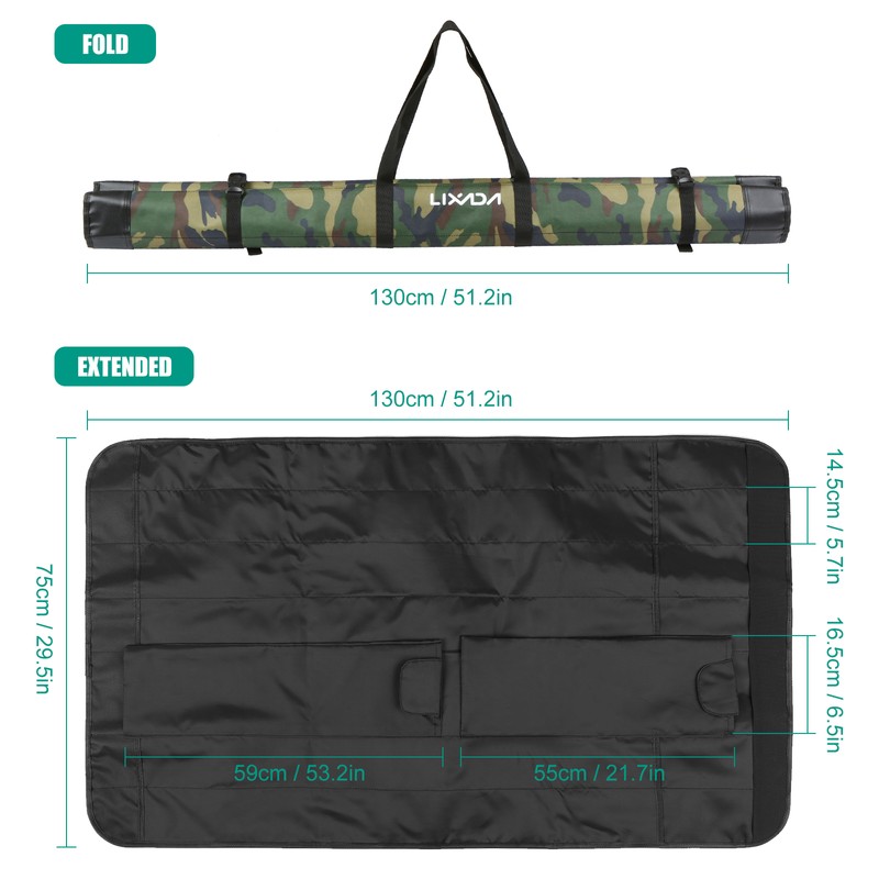 Lixada Fishing Rod Case Portable Soft Case Folding Pole Storage