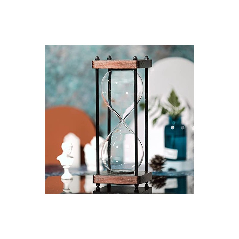 Large Fillable Hourglass Timer, Empty Hourglass Decorative Wooden Sandglass Clear