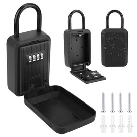 Miawtro Key Safe, Keysafe Wall Mounted Outside Waterproof with Removable Shackle, 4 Digit Combination Resettable Code,Key Safe Wall Mounted Key Boxes Wall Mounted, Key Lock Box for Home Office Garage