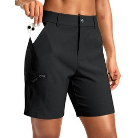 G Gradual Women's 7" Hiking Cargo Shorts Quick Dry Lightweight Golf Outdoor Work Summer Travel Shorts with Pockets(Black,XL)