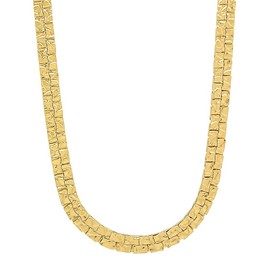 The Bling Factory 5.7mm 14k Yellow Gold Plated Flat Nugget Choker Chain Necklace, 16 inches
