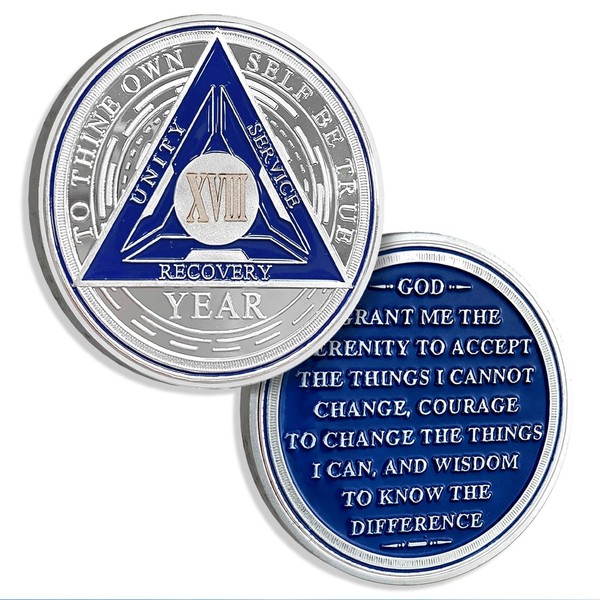 18 Years Sobriety Chips AA Coin Alcoholics Anonymous Medallion Sobriety