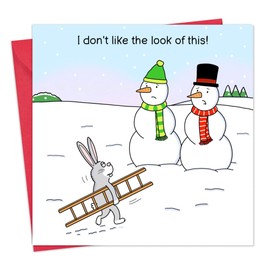 Twizler Funny Christmas Card Worried Snowmen - Merry Christmas Card Funny - Xmas Card - Mens Christmas Card For Him Husband Son Dad - Womens Christmas Card For Her Wife Daughter Mum