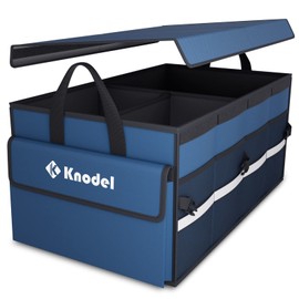 K KNODEL Car Trunk Organizer with Lid, Collapsible Car Trunk Storage Organizer, Car Organizer and Storage for SUV, Truck, Sedan (Medium, Blue)