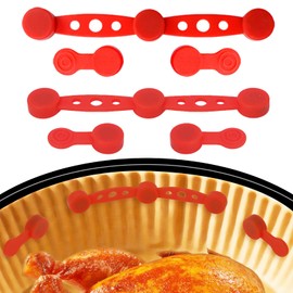 2 Sets of High Temperature Resistant Silicone Magnet Clasp Holds Air Fryer Paper Liners in Place Prevents The Paper Liner From Covering The Food and Touching the Heating Element (2 sets of red)