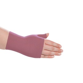Juzo Soft Seamless Compression Gloves & Gauntlets, 20-30 mmHg, Gauntlet | Fingerless Gloves for Women & Men for Swelling and Moderate Edema & Lymphedema Management | Pink, X-Large, Left