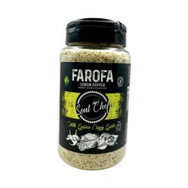 Soul Chef Seasoned Cassava Flour - Lemon Pepper - Farofa - Imported from Brazil - Delicious Flavor - Crispy Texture - Ideal On Steaks, Burgers, Sausages, Feijoada and Others.