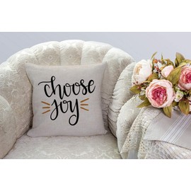 SSOIU Farmhouse Pillow Covers with Choose Joy 18 x 18 Inch for Farmhouse Decor Housewarming Gifts for New Home