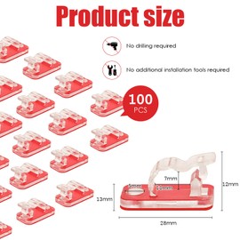 100 Stück Selbstklebende Kabelhalter, Kabelclips, Selbstklebend oder Lochen, Kabelhalter Wand für Netzkabel, USB Ladekabel, Kabelmanagement, Kabelbefestigung Lichterkette