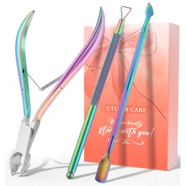 Utopia Care Cuticle Trimmer with Pusher, Nail Trimmer Set, Professional Manicure & Pedicure Kit, Cuticle Remover Tool Kit, Rainbow