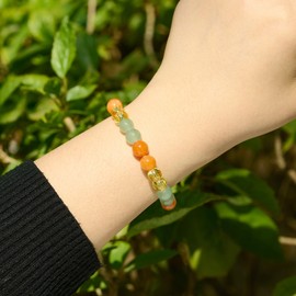 KENIY Natural Gemstones Balance Protection Bracelets for Womens 8mm Lucky Crystal Bracelet Ladies Spiritual Beads Bracelet Anti Anxiety Attracts Abundance Energy Yoga Gifts for Women