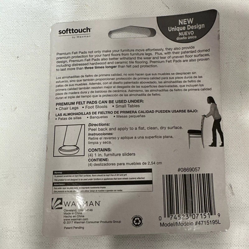 Softtouch Premium Felt Pads 1 in - model number 4715195L-