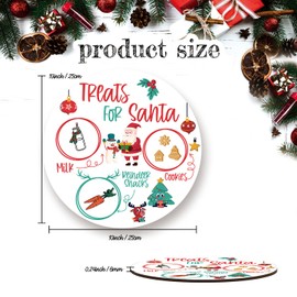 Treats For Santa Cookie Board, Round Christmas Tray for Snacks, Milk, and Carrots, Cute Santa Treat Platter for Xmas Eve, Christmas Decoration, Xmas Gift, Round Wooden Tray-SDTP02