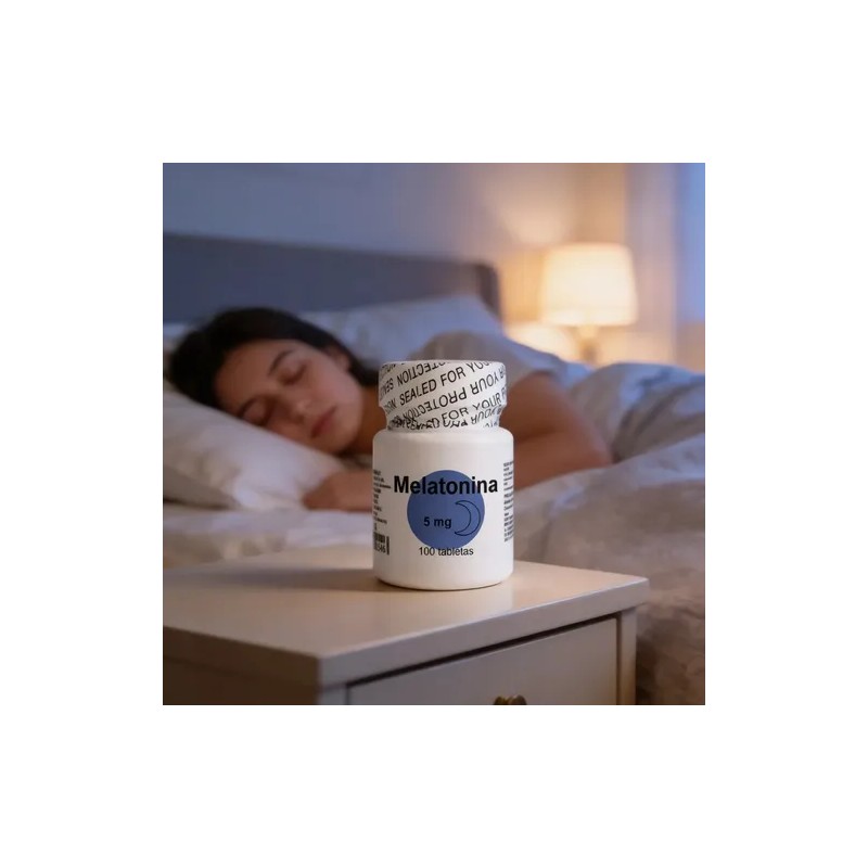 Melatonina 5 Mg, 100 Tabletas, 1 tableta antes de dormir,