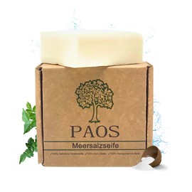 PAOS Sea Salt Soap, Approx. 150 g, Natural Soap, Acne Soap, Vegan, Handmade, No Chemical Additives, Recommended for Blemished Skin, Psoriasis or Neurodermatitis