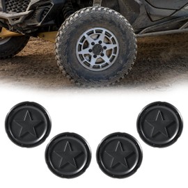 SLORIMOD Wheel Center Caps for Can-Am Maverick R/R MAX 2024-2025 Accessories, 4 Piece Black ABS Plastic Dust Tire Wheel Hub Caps, Center Hub Rim Cap Covers with Star Pattern Design