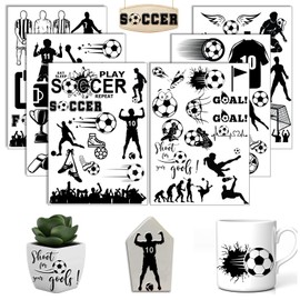 Rub On Sticker Football, Pack of 6 A5 Rub On Stickers, Rub On Foil Transfer Stickers, Rub On Soccer, for Raysin, Furniture, Glass, Wood, Scrapbooking, DIY Craft Decoration (Football)