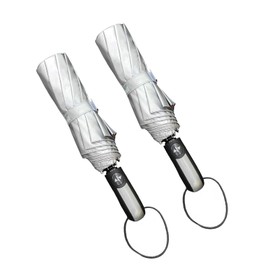 TradMall 2 Pack Travel Umbrella Windproof 46 Inches Large Canopy Reinforced Fiberglass Ribs Auto Open & Close, Silver/Black