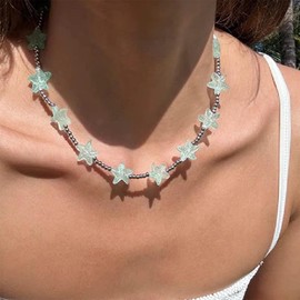 Enautoabs Bohemian Starfish Beaded Necklace Surfer Starfish Necklaces Surfer Sea Star Necklace Summer Beach Choker Necklaces Jewelry for Women
